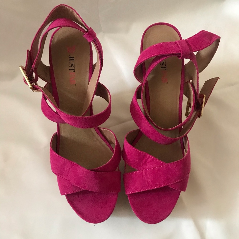 JustFab pink wedge